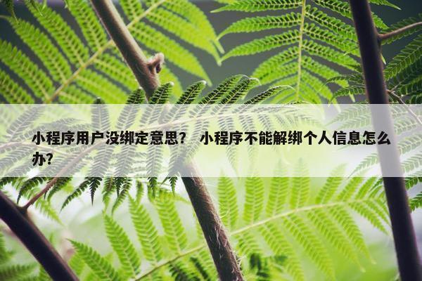 小程序用户没绑定意思？ 小程序不能解绑个人信息怎么办？