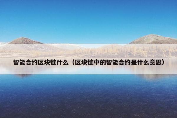 智能合约区块链什么（区块链中的智能合约是什么意思）