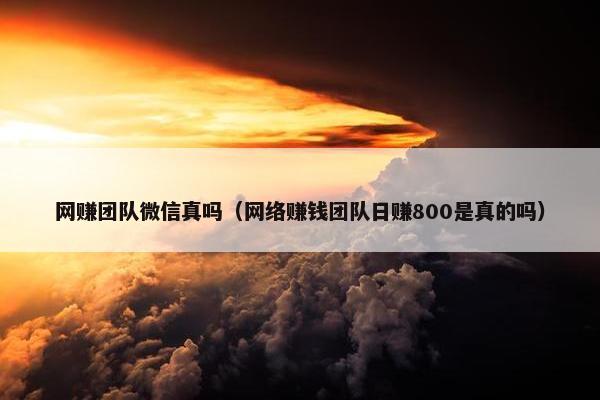 网赚团队微信真吗（网络赚钱团队日赚800是真的吗）