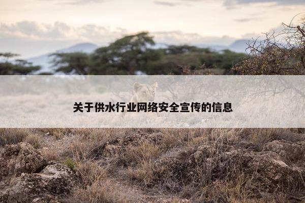 关于供水行业网络安全宣传的信息