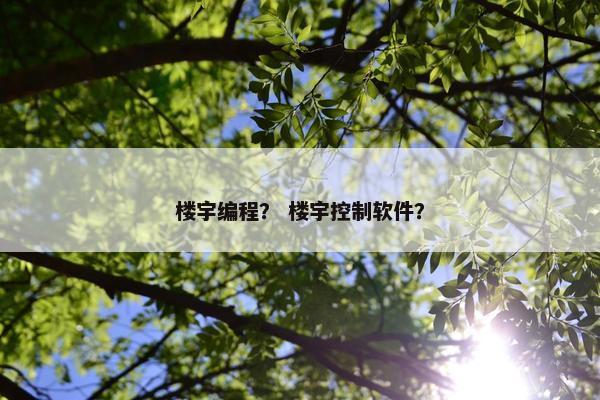 楼宇编程？ 楼宇控制软件？