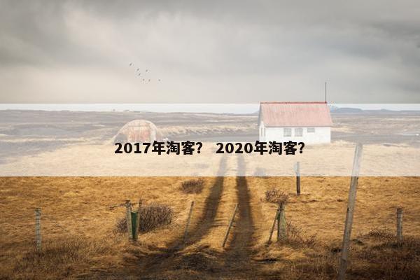 2017年淘客？ 2020年淘客？