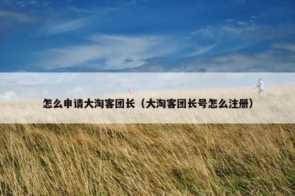 怎么申请大淘客团长（大淘客团长号怎么注册）