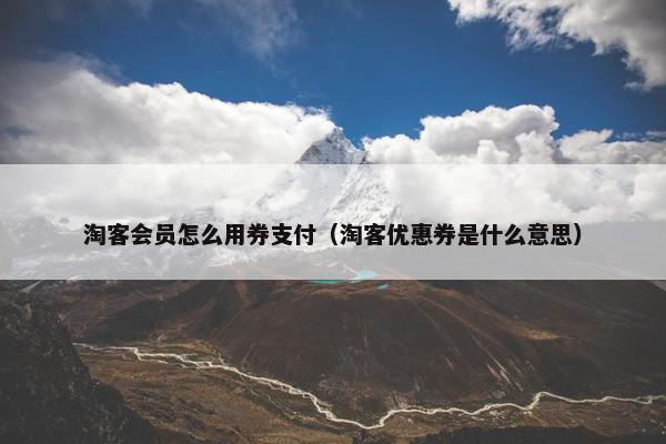 淘客会员怎么用券支付（淘客优惠券是什么意思）