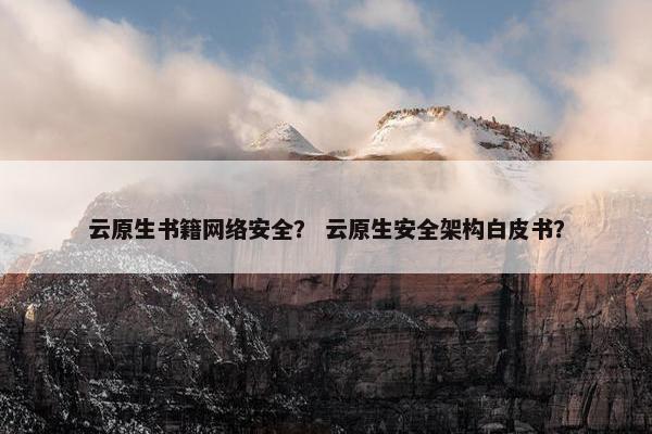 云原生书籍网络安全？ 云原生安全架构白皮书？