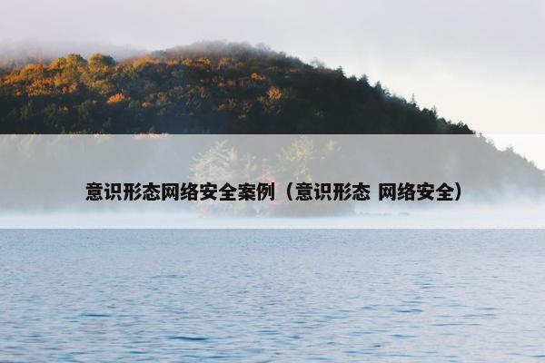 意识形态网络安全案例（意识形态 网络安全）