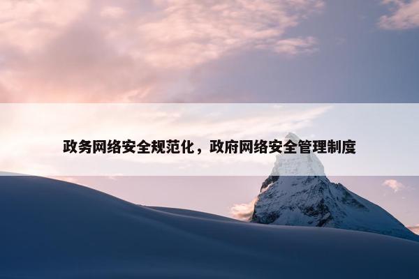 政务网络安全规范化，政府网络安全管理制度