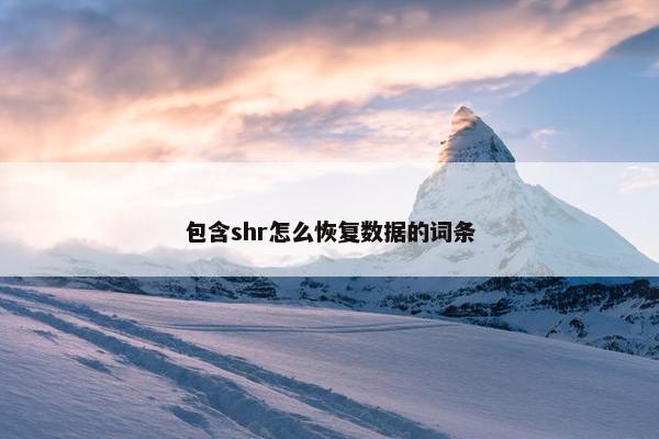 包含shr怎么恢复数据的词条