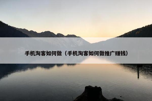 手机淘客如何做（手机淘客如何做推广赚钱）