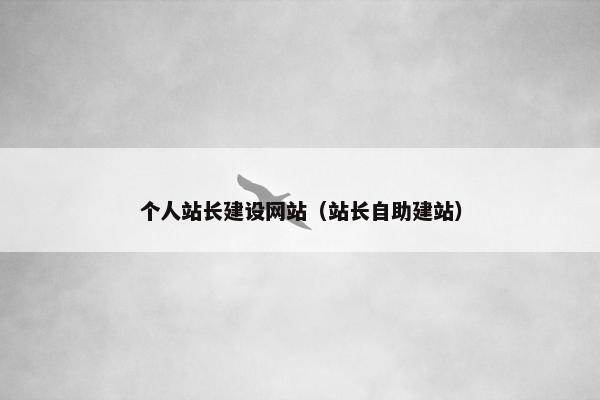 个人站长建设网站（站长自助建站）