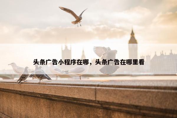 头条广告小程序在哪，头条广告在哪里看