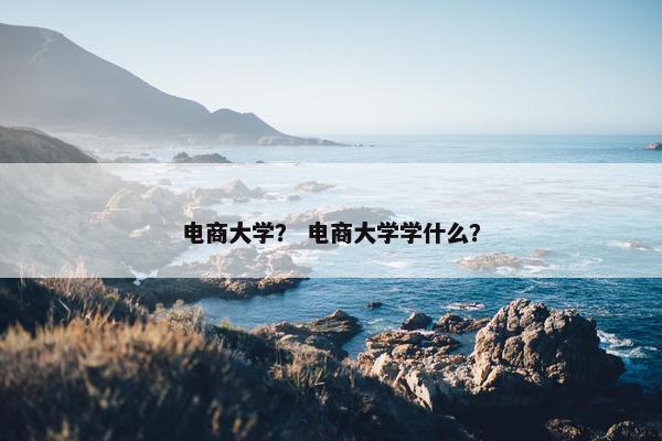 电商大学？ 电商大学学什么？