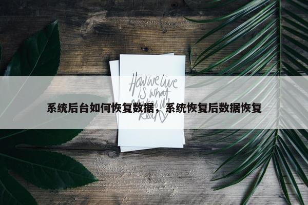 系统后台如何恢复数据，系统恢复后数据恢复