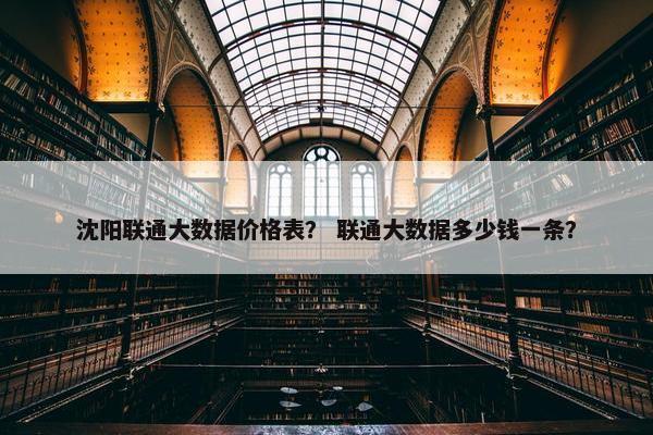 沈阳联通大数据价格表？ 联通大数据多少钱一条？