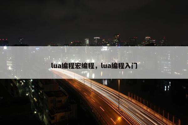 lua编程宏编程，lua编程入门