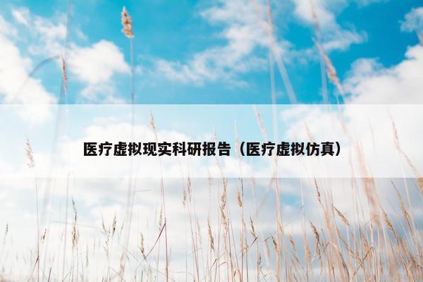 医疗虚拟现实科研报告（医疗虚拟仿真）