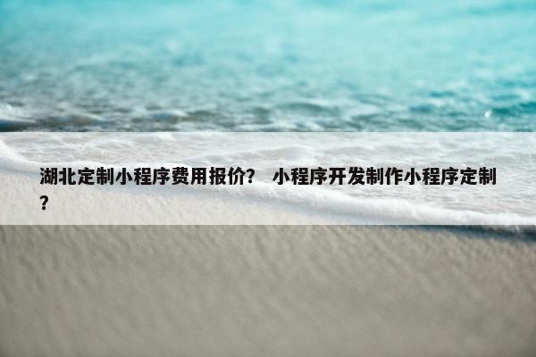 湖北定制小程序费用报价？ 小程序开发制作小程序定制？