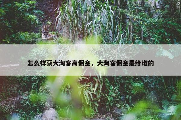怎么样获大淘客高佣金，大淘客佣金是给谁的