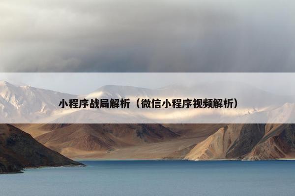 小程序战局解析（微信小程序视频解析）