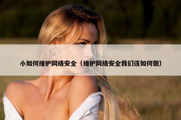 小如何维护网络安全（维护网络安全我们该如何做）