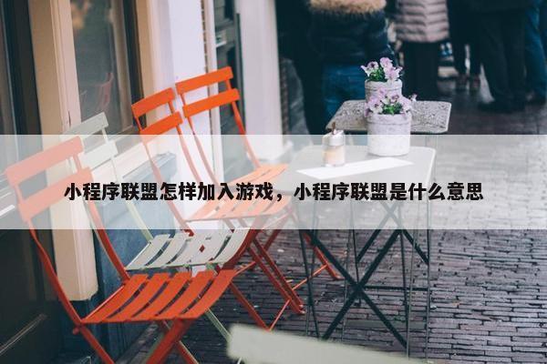 小程序联盟怎样加入游戏，小程序联盟是什么意思