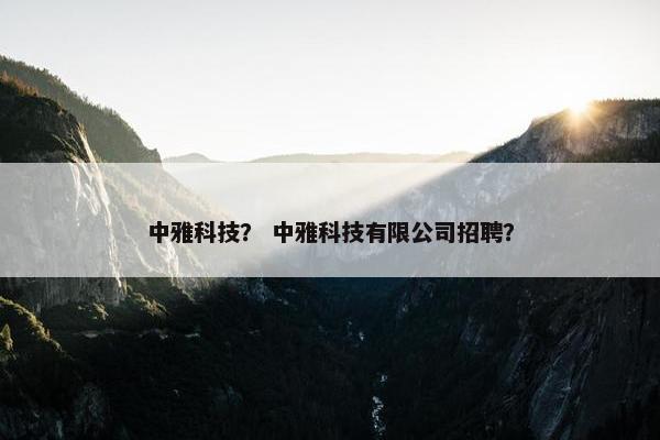 中雅科技？ 中雅科技有限公司招聘？