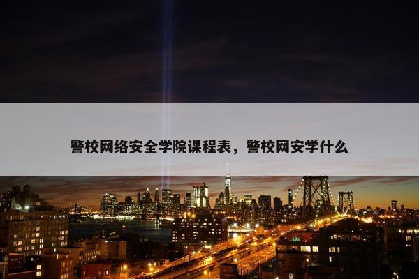 警校网络安全学院课程表，警校网安学什么