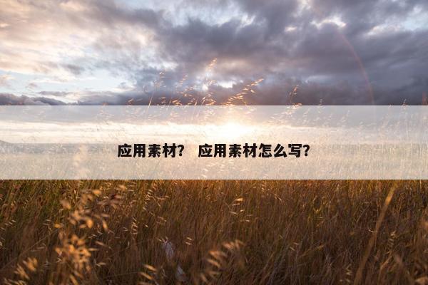 应用素材？ 应用素材怎么写？