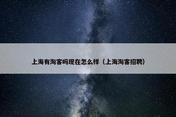 上海有淘客吗现在怎么样（上海淘客招聘）