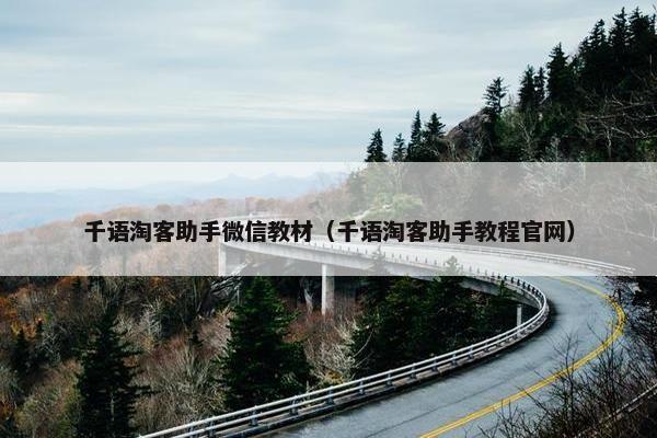 千语淘客助手微信教材（千语淘客助手教程官网）