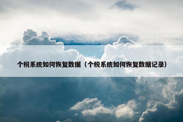 个税系统如何恢复数据（个税系统如何恢复数据记录）
