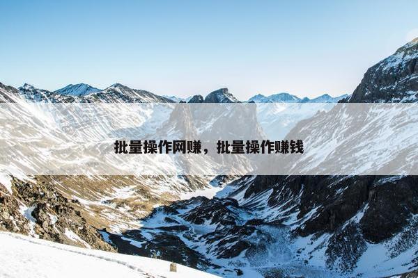 批量操作网赚，批量操作赚钱