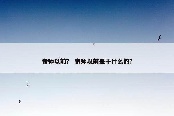 帝师以前？ 帝师以前是干什么的？