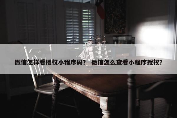 微信怎样看授权小程序码？ 微信怎么查看小程序授权？
