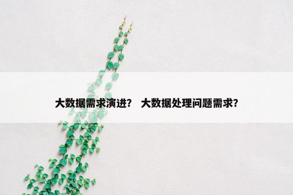 大数据需求演进？ 大数据处理问题需求？