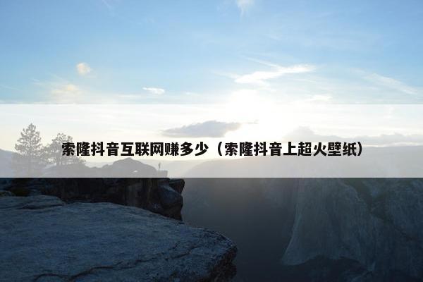 索隆抖音互联网赚多少（索隆抖音上超火壁纸）