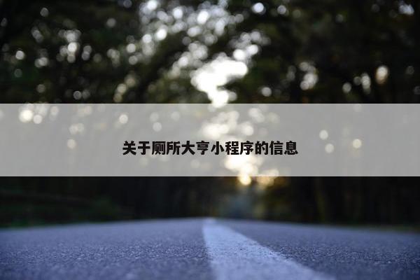 关于厕所大亨小程序的信息