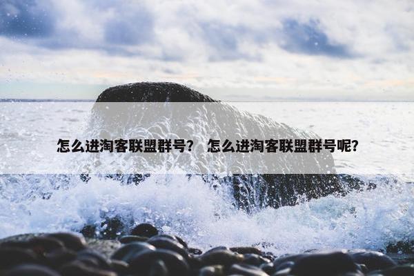 怎么进淘客联盟群号？ 怎么进淘客联盟群号呢？
