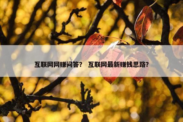 互联网网赚问答？ 互联网最新赚钱思路？