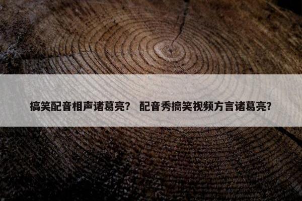 搞笑配音相声诸葛亮？ 配音秀搞笑视频方言诸葛亮？