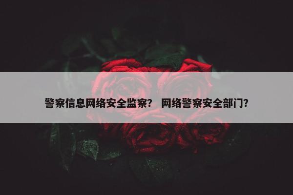 警察信息网络安全监察？ 网络警察安全部门？