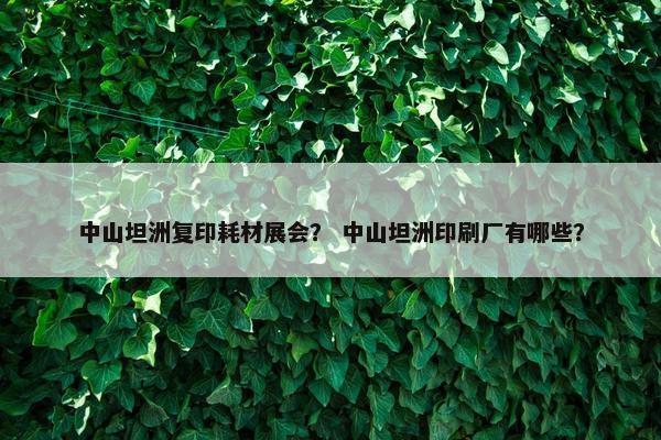 中山坦洲复印耗材展会？ 中山坦洲印刷厂有哪些？