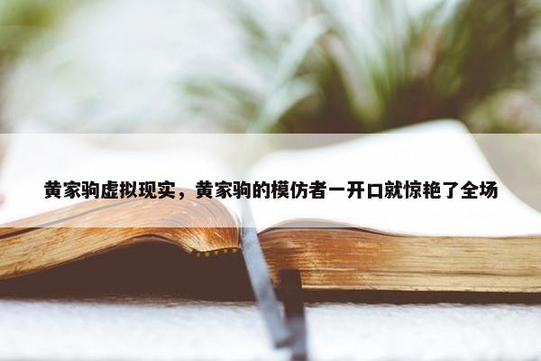 黄家驹虚拟现实，黄家驹的模仿者一开口就惊艳了全场