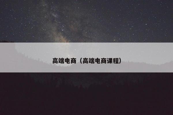高端电商（高端电商课程）