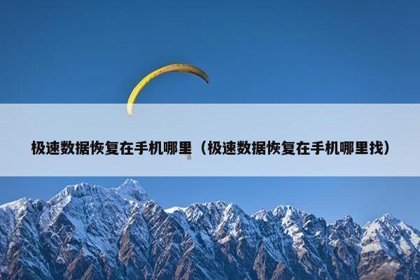 极速数据恢复在手机哪里（极速数据恢复在手机哪里找）