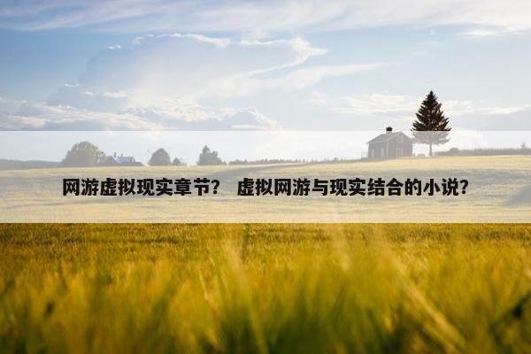 网游虚拟现实章节？ 虚拟网游与现实结合的小说？