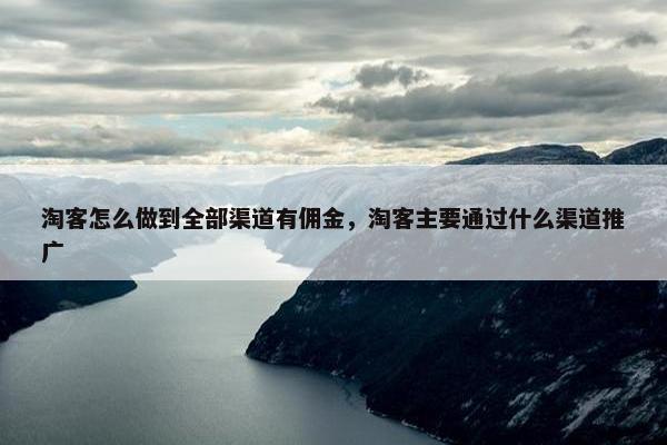 淘客怎么做到全部渠道有佣金，淘客主要通过什么渠道推广