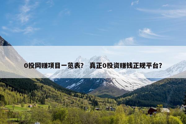 0投网赚项目一览表？ 真正0投资赚钱正规平台？