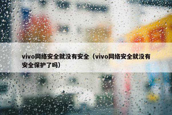 vivo网络安全就没有安全（vivo网络安全就没有安全保护了吗）
