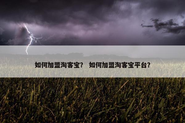 如何加盟淘客宝？ 如何加盟淘客宝平台？